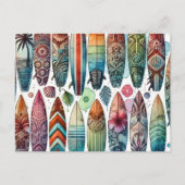 サーフボード水彩 ポストカード (正面)