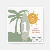 サーフボード海の最初の誕生日パーティー「ビッグ・ワン」 スタンダードカクテルナプキン (正面)