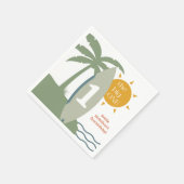 サーフボード海の最初の誕生日パーティー「ビッグ・ワン」 スタンダードカクテルナプキン (角)