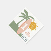 サーフボード海の最初の誕生日パーティー「ビッグ・ワン」 スタンダードカクテルナプキン (角)