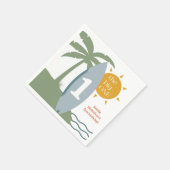 サーフボード海の最初の誕生日パーティー「ビッグ・ワン」 スタンダードカクテルナプキン (角)