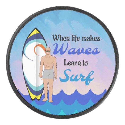 サーフボード海ウェーブブルーやる気を起こさせる引用文 アイスホッケーパック (正面)