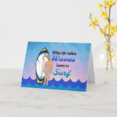 サーフボード海ウェーブブルーやる気を起こさせる引用文 カード (黄色い花)