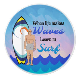 サーフボード海ウェーブブルーやる気を起こさせる引用文 セラミックノブ