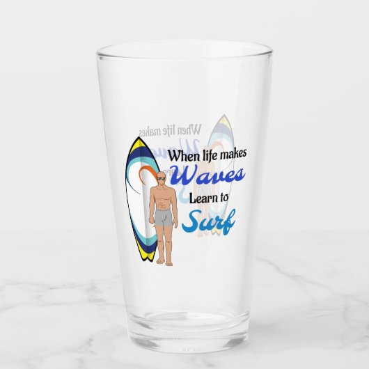 サーフボード海ウェーブブルーやる気を起こさせる引用文 タンブラーグラス (正面)