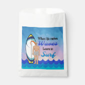 サーフボード海ウェーブブルーやる気を起こさせる引用文 フェイバーバッグ (正面)