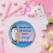 サーフボード海ウェーブブルーやる気を起こさせる引用文 ペーパープレート (パーティー)