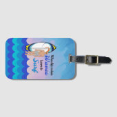 サーフボード海ウェーブブルーやる気を起こさせる引用文 ラゲッジタグ (正面横)