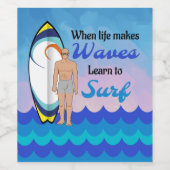 サーフボード海ウェーブブルーやる気を起こさせる引用文 ワインラベル (シングルラベル)