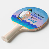 サーフボード海ウェーブブルーやる気を起こさせる引用文 卓球ラケット (正面アングル)