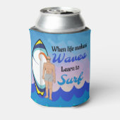 サーフボード海ウェーブブルーやる気を起こさせる引用文 缶クーラー (缶裏面)