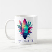 サーフボード熱帯ビーチ- コーヒーマグカップ (左)