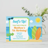 サーフボード誕生日招待状サーフビーチパーティー 招待状 (スタンド正面)