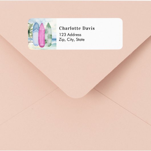 サーフボード　トロピカルビーチ　送り先住所 ラベル