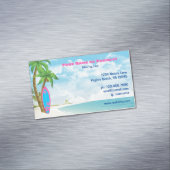 サーフボード&パームツリーズトロピカルビーチ マグネット名刺 (インサイチュ)