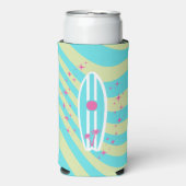 サーフボード、ビーチアート、トロピカルビベスカラフル、 スリム缶クーラー (Seltzer正面)
