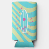 サーフボード、ビーチアート、トロピカルビベスカラフル、 スリム缶クーラー (裏面)