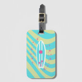 サーフボード、ビーチアート、トロピカルビベスカラフル、 ラゲッジタグ (正面縦)