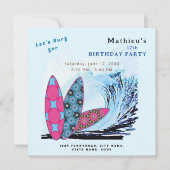 サーフボード ビーチ バースデー パーティーしよう 招待状 (正面)