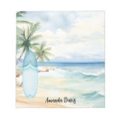 サーフボード ビーチ 熱帯のヤシの木 ノートパッド (正面)