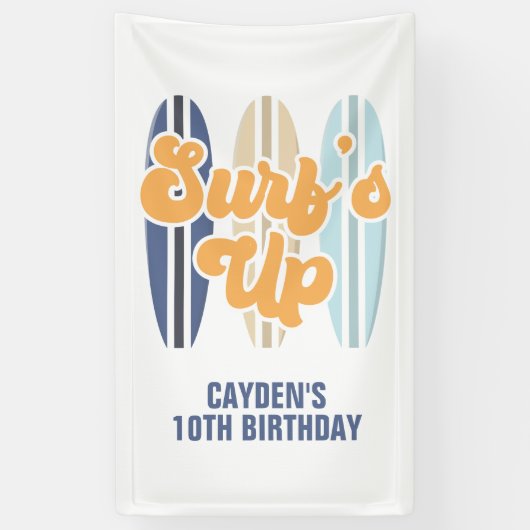 サーフボード ビーチ 誕生日 横断幕 (縦)