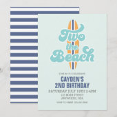 サーフボード ビーチ 2歳 誕生日 招待状 (正面/裏面)