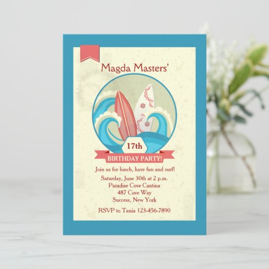 サーフボードin the Waves招待状 招待状 (スタンド正面)
