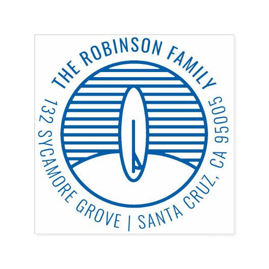 サーフモダンボードスケッチファミリー差出人住所 セルフインキングスタンプ (デザイン)