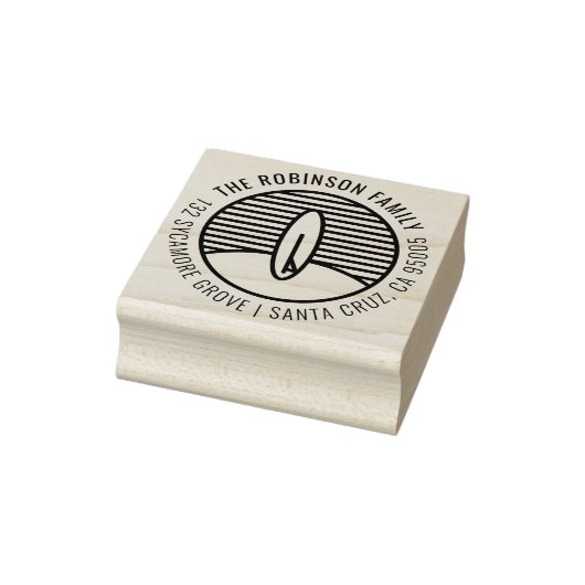 サーフモダンボードスケッチファミリー差出人住所 ラバースタンプ (スタンプ)