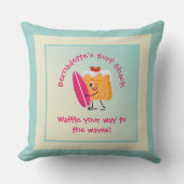 サーフユーモアのあるボード名付きワッフルサーファー文字 クッション (正面)