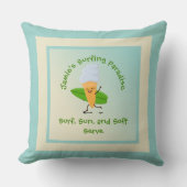 サーフユーモアのあるボード名付アイスクリームサーファー文字 クッション (正面)