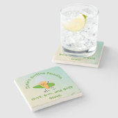 サーフユーモアのあるボード名付アイスクリームサーファー文字 ストーンコースター (横)