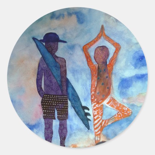 サーフヨガサマーステッカー ラウンドシール (正面)