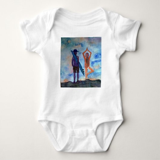 サーフヨガサンセットベビージャージーボディスーツ ベビーボディスーツ (正面)