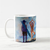 サーフヨガロマンチック絵画ズホワイトマグ コーヒーマグカップ (左)