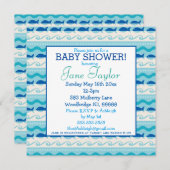 サーフンフィシーズベビー航海のシャワー 招待状 (正面/裏面)