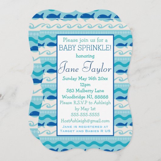 サーフンフィシーズ航海のベビー振りかけ 招待状 (正面/裏面)