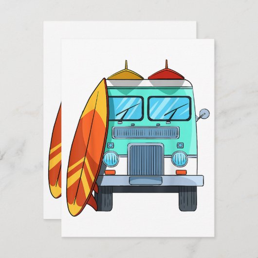 サーフヴァンサーフボードパームツリーズサーフィンサーファーウェーブズ エンクロージャーカード (正面/裏面)