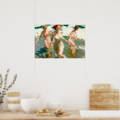 サーフ中の女の子 ポスター (キッチン)