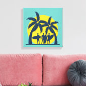 サーフ太陽とヤシの木サーフカッコいい キャンバスプリント (インサイチュ (リビング))
