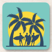 サーフ太陽とヤシの木サーフカッコいい コースター (正面)