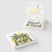 サーフ太陽とヤシの木サーフカッコいい ストーンコースター (横)