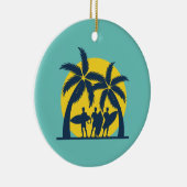 サーフ太陽とヤシの木サーフカッコいい セラミックオーナメント (右)