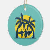 サーフ太陽とヤシの木サーフカッコいい セラミックオーナメント (左)