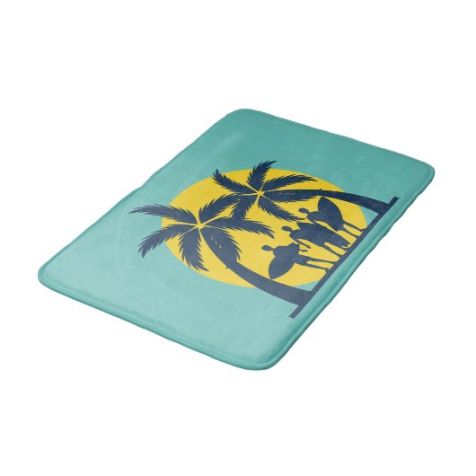 サーフ太陽とヤシの木サーフカッコいい バスマット (アングル)