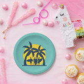 サーフ太陽とヤシの木サーフカッコいい ペーパープレート (パーティー)