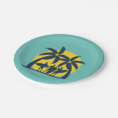 サーフ太陽とヤシの木サーフカッコいい ペーパープレート (アングル)