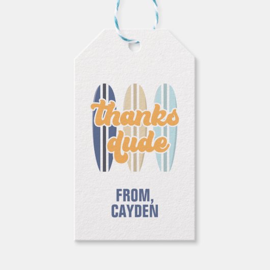 サーフ感謝していボードデビーチ誕生日メッセージカード ギフトタグ (正面)