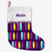 サーフ数々のボード色サーフィンパターン スモールクリスマスストッキング (正面)