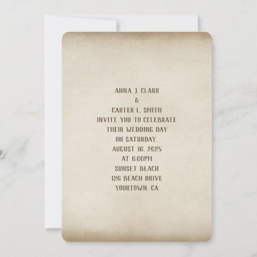 サーフ結婚とのビーチハート 招待状 (裏面)